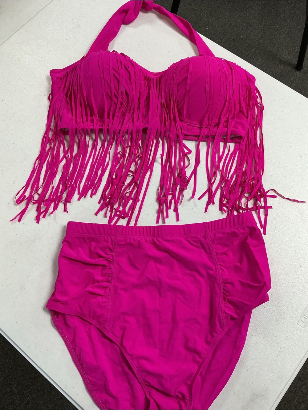 LELINTA Women's Tassel Fringe Plus Size Padded Bikini Bandeau Top Bikini Set - Picture 2 of 6